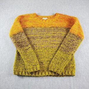 Bar lll Sweater Womens Medium Orange Ombre Wool Crewneck ChunkyPullover